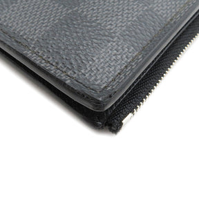 ダミエ・グラフィット ポルトフォイユ スマート N64021 ダミエグラフィットキャンバス 二つ折り財布 シルバー金具 黒×グレー　コンパクト財布