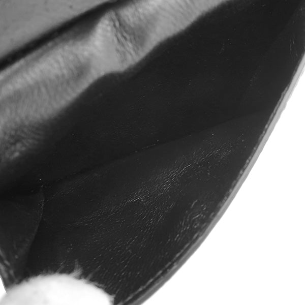 ロゴ コンパクト ウォレット 594315 ブラック レザー 二つ折り財布 シルバー金具 黒 白 小銭入れ付き