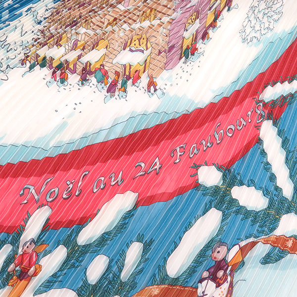 プリーツスカーフ ブルー×ホワイト シルク スカーフ 【 Noel au 24 Faubourg / 24番地のクリスマス 】
