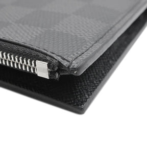 ダミエ・グラフィット ポルトフォイユ スマート N64021 ダミエグラフィットキャンバス 二つ折り財布 シルバー金具 黒×グレー コンパクト財布