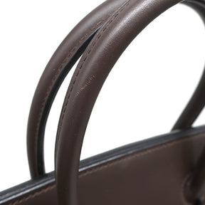 バーキン35 ショコラ ボックスカーフ ヴィブラート ハンドバッグ シルバー金具