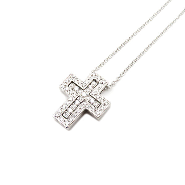 ベルエポック XS  ホワイトゴールド K18WG ダイヤモンド ネックレス 十字架 クロス 750 WG