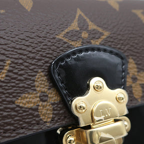 モノグラム×ノワール ポルトフォイユ・チェリーウッド コンパクト M61912 モノグラムキャンバス パテントレザー 三つ折り財布 ゴールド金具 茶 黒 コンパクト財布