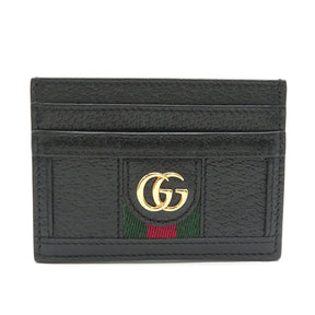 GG ウェブストライプ 523159 ブラック レザー カードケース ゴールド金具 黒 ウェブライン 緑 赤