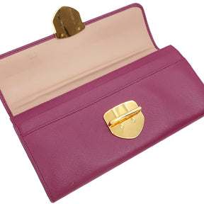 サフィアーノ フラップ 1M1037 パープル レザー 長財布 ゴールド金具 紫 ベージュ バイカラー