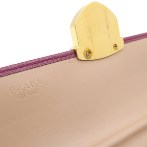 サフィアーノ フラップ 1M1037 パープル レザー 長財布 ゴールド金具 紫 ベージュ バイカラー
