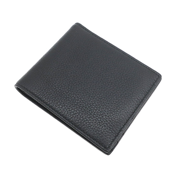 ヴィンテージ ロゴプリント  496309 ブラック レザー 二つ折り財布 札入れ カード入れ 黒