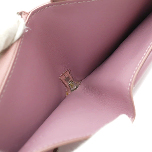 コンパクトウォレット  ピンク×グレー レザー 二つ折り財布 シルバー金具 バイカラー ラウンドファスナー