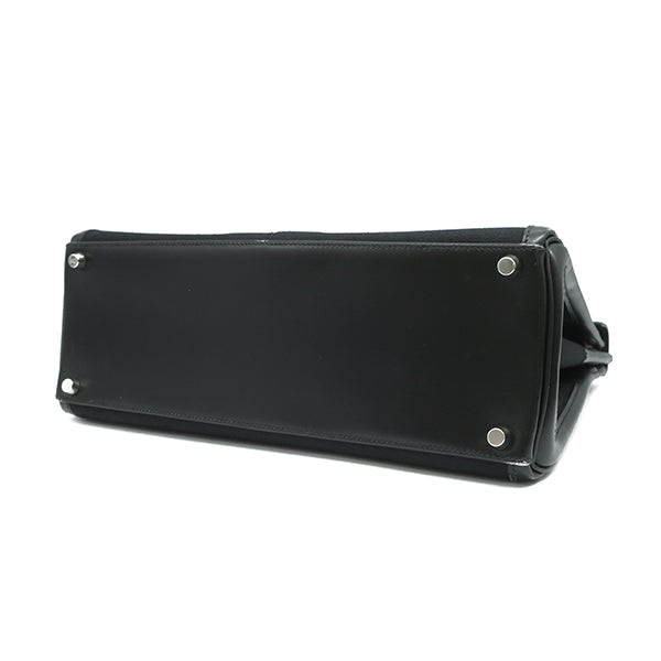 ケリーラキ 32 内縫い ブラック ボックスカーフ トワルオフィシエ 2WAYバッグ シルバー金具 黒