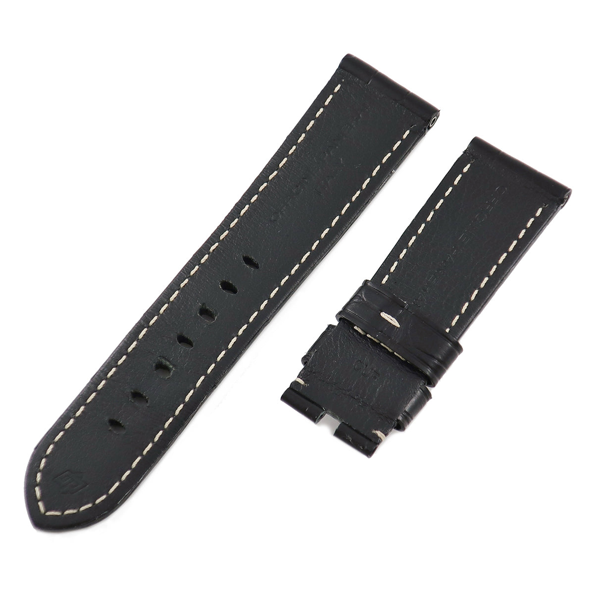 メンズ 純正 ベルト ストラップ 腕時計 24ｍｍ 黒 白ステッチ