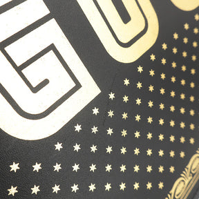 GUCCY ロゴ プリント 510489 ブラック レザー クラッチバッグ シルバー金具 ゴールド 黒