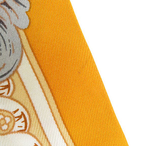 ツイリー オレンジ×ホワイト×グレー シルク スカーフ 【 BRIDE DE COUR / ブリッド ドゥ クール 】