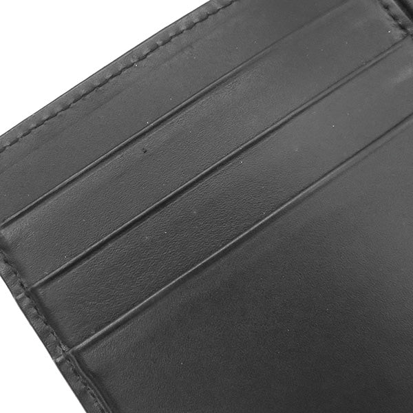 GGシグネチャー ウォレット 170580 ブラック レザー 二つ折り財布 シルバー金具 黒 マネークリップ付き グッチシマ