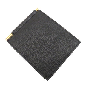 マネークリップ付き ウォレット Y0231T ブラック カーフ 二つ折り財布 ゴールド金具 新品 未使用 黒