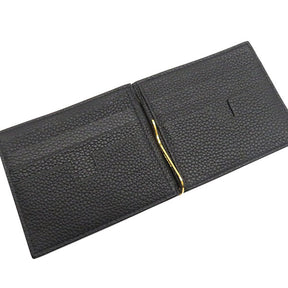 マネークリップ付き ウォレット Y0231T ブラック カーフ 二つ折り財布 ゴールド金具 新品 未使用 黒