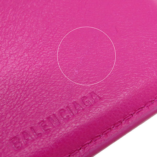 ネオ クラシック ミニ ウォレット 640107 ピンク レザー 三つ折り財布 シルバー金具 ピンクパープル マゼンタ