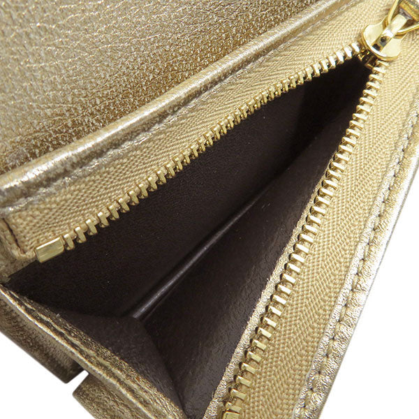 GGマーモント ウォレット ゴールド レザー 二つ折り財布 ゴールド金具 プチマーモント コンパクト