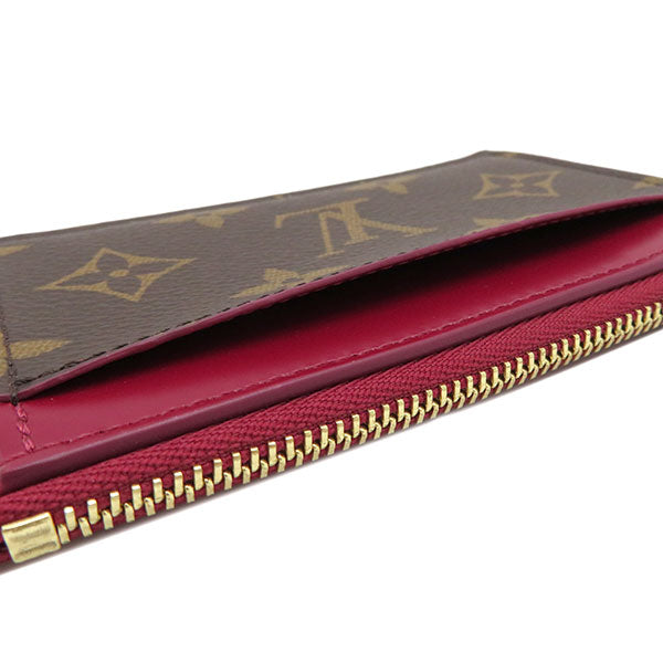 フューシャ ポルトカルト ジップ M67889 モノグラムキャンバス レザー カードケース ゴールド金具 コインケース 茶 ボルドー 赤紫