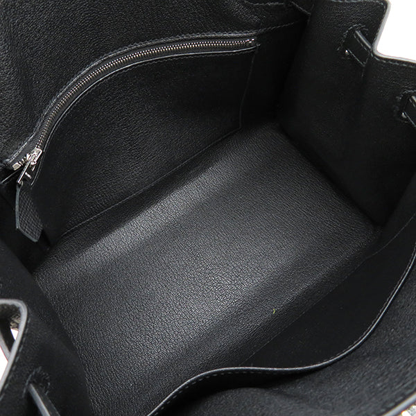 バーキン25 セリエ 外縫い ブラック ヴォーエプソン ハンドバッグ シルバー金具 黒