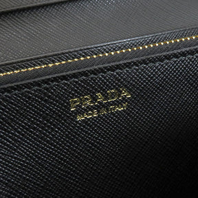 プラダ PRADA サフィアーノ リボン 1MH132 ブラック サフィアーノレザー 長財布 ゴールド金具 黒 パスケース付き 二つ折り