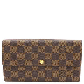 ルイヴィトン LOUIS VUITTON N61734 ダミエキャンバス 長財布 ゴールド金具 二つ折り 茶