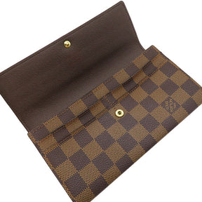 ルイヴィトン LOUIS VUITTON N61734 ダミエキャンバス 長財布 ゴールド金具 二つ折り 茶