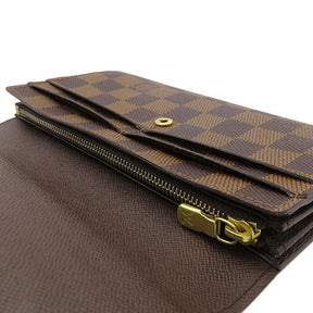 ルイヴィトン LOUIS VUITTON N61734 ダミエキャンバス 長財布 ゴールド金具 二つ折り 茶