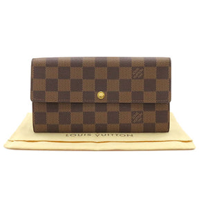 ルイヴィトン LOUIS VUITTON N61734 ダミエキャンバス 長財布 ゴールド金具 二つ折り 茶