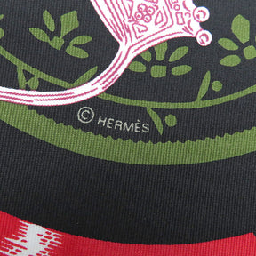 エルメス HERMES カレ45 CARRE ガヴロッシュ ブラック×グリーン×ピンク シルク スカーフ 【 ETRIERS / 鎧 】