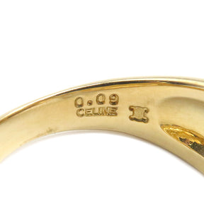 セリーヌ CELINE Cロゴ ダイヤ イエローゴールド×プラチナシルバー K18YG Pt900 ダイヤモンド リング 指輪 750 18K