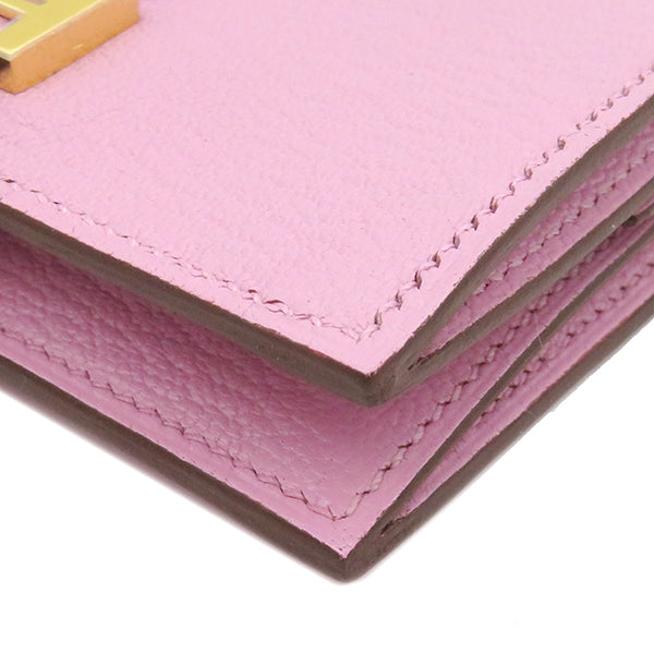 ベアンミニ コンパクト財布 コインケース モーヴシルベストル シェーブル 二つ折り財布 ゴールド金具 ピンク