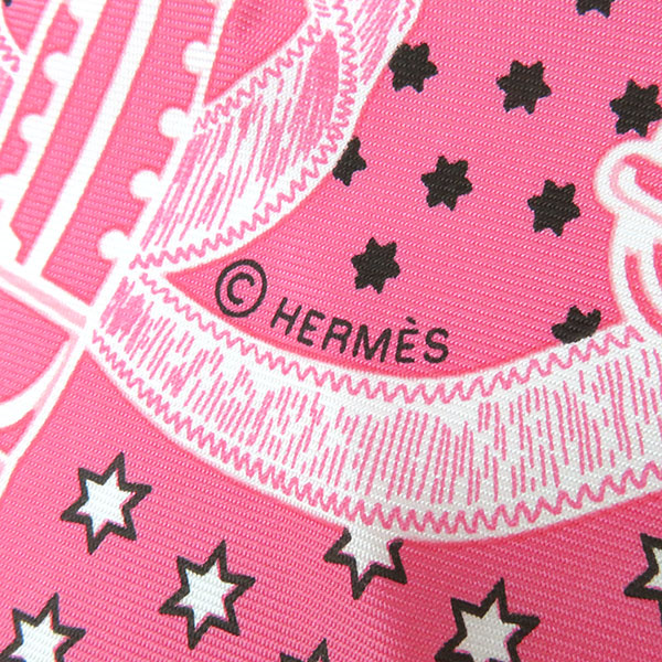 エルメス HERMES カレ70 CARRE ローズボンボン×ノワール×ブラン シルク スカーフ 新品 未使用【 EPERON D'OR /  エプロンドール 】