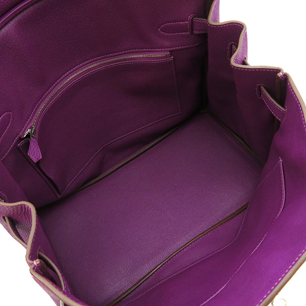 バーキン35 アネモネ トゴ ハンドバッグ シルバー金具 紫