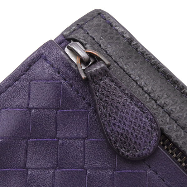 ボッテガヴェネタ BOTTEGA VENETA イントレチャート パープル レザー