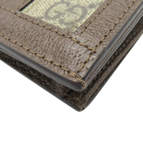 オフィディア GG カードケース 523155 ベージュ×エボニー GGスプリームキャンバス 二つ折り財布 ゴールド金具 ウェブ ストライプ 赤 緑 茶