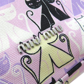 ミュウミュウ MIU MIU パープル系 コットン レザー ポーチ 紫 非売品 黒猫 ネコ