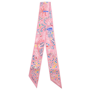 ツイリー ピンク×ブルー×マルチカラー シルク スカーフ 【ISOLA DI PRIMAVERA/春の島】