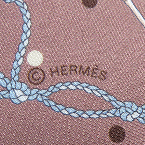 エルメス HERMES ツイリー マロングラッセ×グリ シルク スカーフ 【LES CLES A POIS/レ クレ ア ポア】