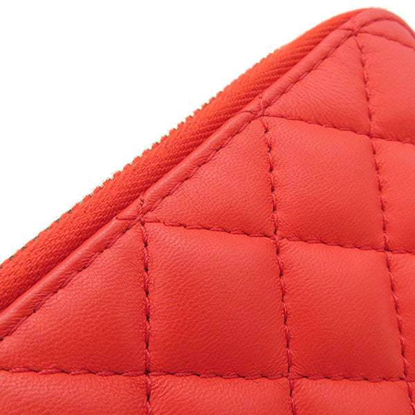 ミニ チェーンショルダー レッド系 レザー ショルダーバッグ シルバー金具 コーラル 赤 ポケット付き ポシェット