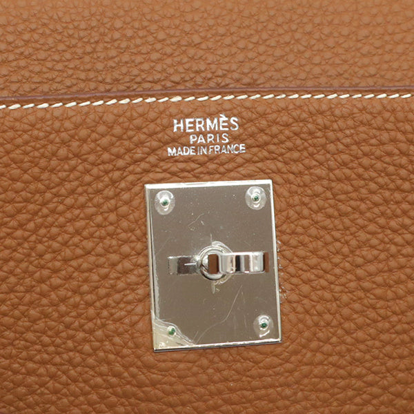 エルメス HERMES ケリー32 外縫い ゴールド トゴ 2WAYバッグ シルバー金具 茶