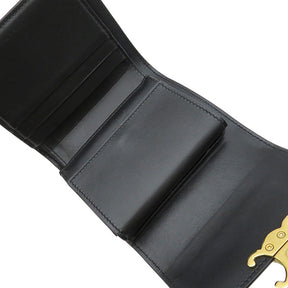 トリオンフ スモール ウォレット ブラック シャイニーカーフスキン 三つ折り財布 ゴールド金具 黒