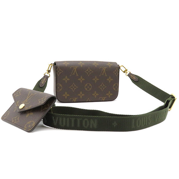 ルイヴィトン LOUIS VUITTON モノグラム×カーキ ミュルティ ポシェット フェリシー M80091 モノグラムキャンバス ショルダーバッグ  ゴールド金具 茶 緑 ポーチ