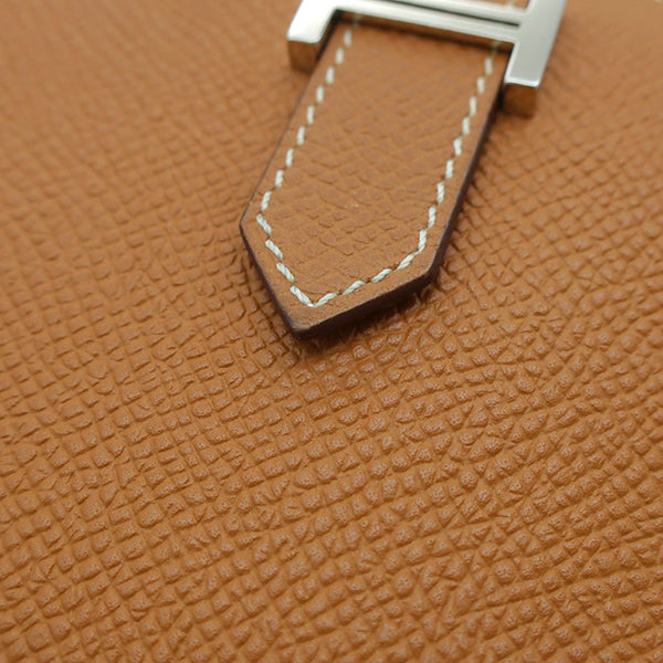 エルメス HERMES ベアンスフレ H039785CK37 ゴールド ヴォーエプソン 長財布 シルバー金具 二つ折り財布