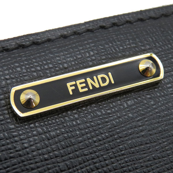 フェンディ FENDI 8M0299 ブラック レザー 長財布 ゴールド金具 黒 