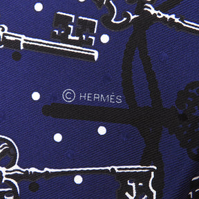 エルメス HERMES カレ55 CARRE マリン×ホワイト×ブラック シルク スカーフ 新品 未使用【Les Cles Bandana/レ クレ】