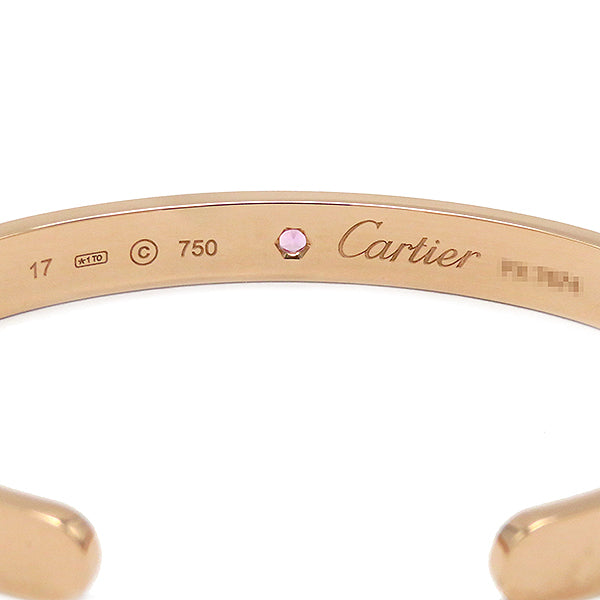 カルティエ Cartier LOVE ラブブレス オープン ピンクゴールド K18PG ピンクサファイア #17 ブレスレット 750 18K 18金  RG 1P