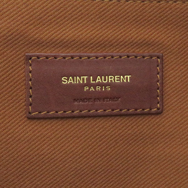 イヴ・サンローラン Yves Saint Laurent 490793 ナチュラル×ブラウン ラフィア レザー トートバッグ ゴールド金具 カゴバッグ フリンジ