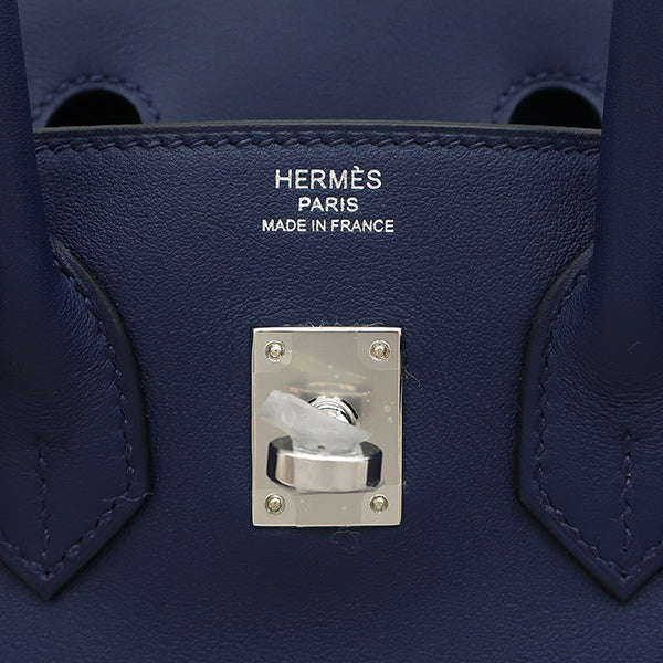 エルメス HERMES バーキン25 ディープブルー スイフト ハンドバッグ シルバー金具 新品 未使用 紺