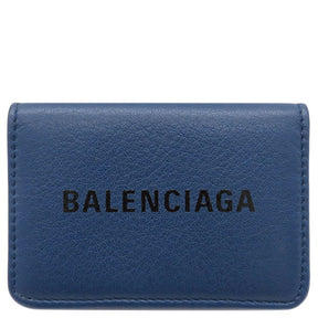 バレンシアガ BALENCIAGA 551921 ブルー レザー 三つ折り財布 シルバー
