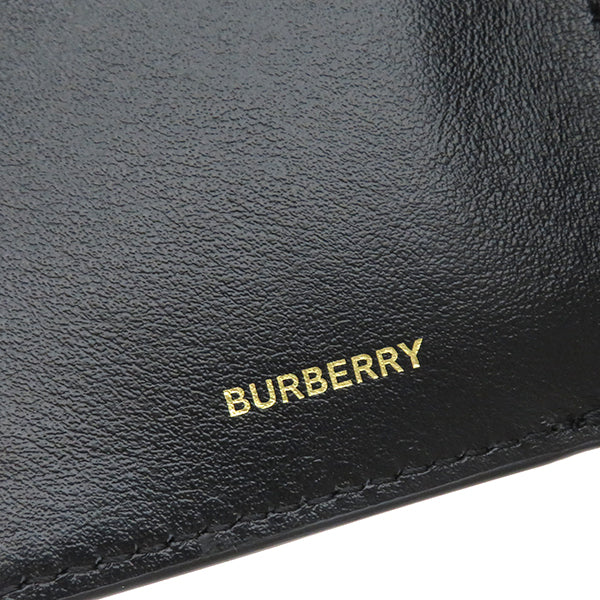 バーバリー BURBERRY LARK ラーク コンパクト ウォレット ブラック レザー 三つ折り財布 ゴールド金具 黒 ミニ財布